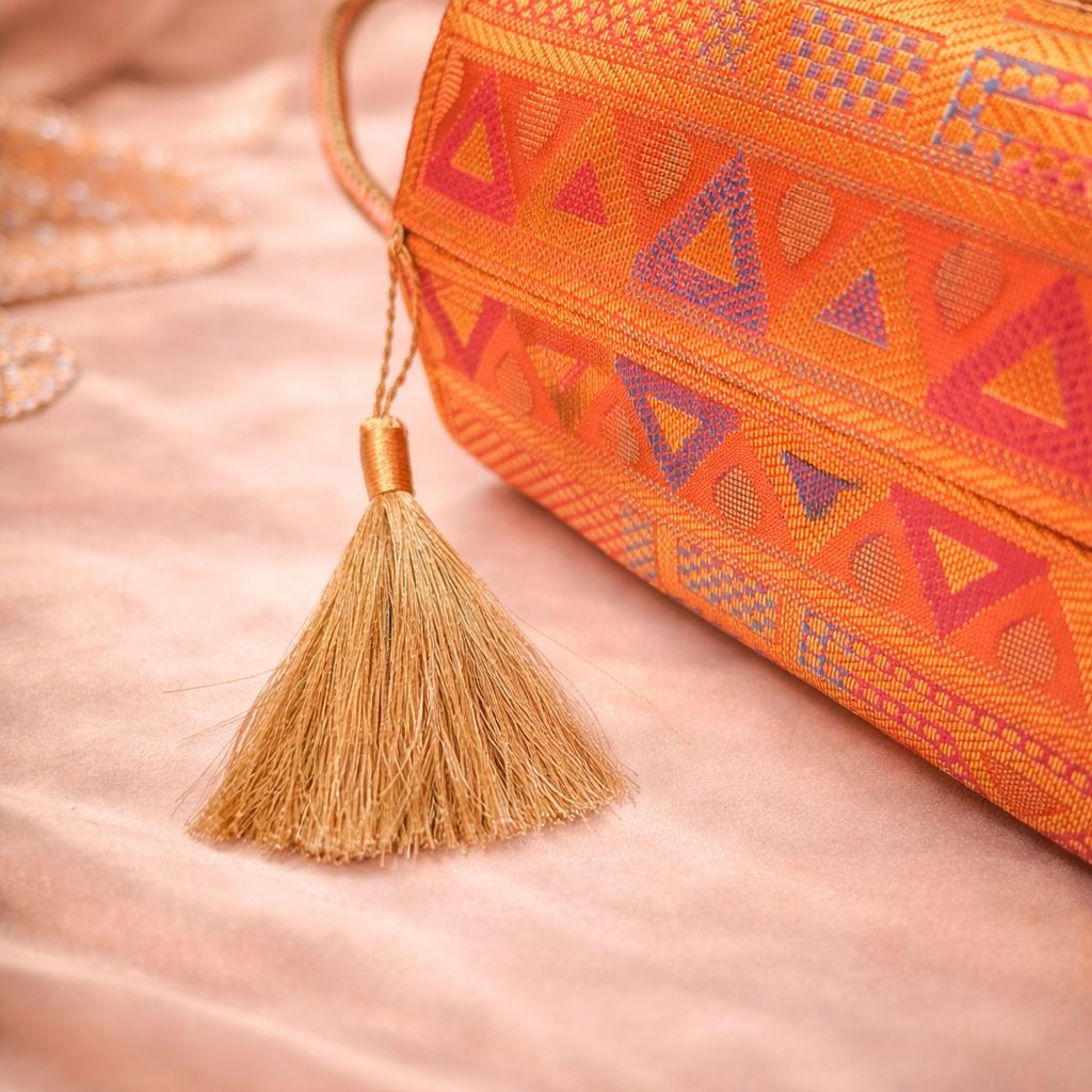 Blue Indian Handbag – Ethnic Peacock & Elephant Woven Banarasi Zari Brocade Shoulder Bag